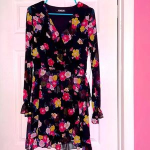 XOXO Black Floral Sheer Long Sleeve Tunic Size L
